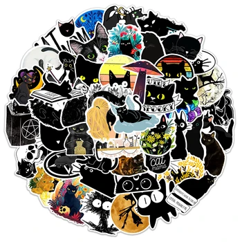 10/30/50/100 ADET Sevimli Siyah Kedi Karikatür Graffiti Çıkartmalar DIY Dizüstü Bagaj Kaykay Telefon Bavul Gitar Araba Sticker Oyuncak