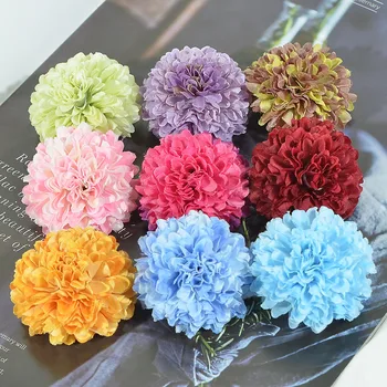 10 adet 5cm İpek Karanfil Yapay ponpon Çiçek Kafa Ortanca Ev düğün Dekorasyon DIY Scrapbooking Sahte Çiçek Çelenkler
