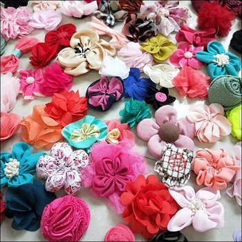100 adet/grup Mix Renkler İpek Çiçekler El Yapımı Çiçek Kafa Düğün parti Karalama Defteri Dekorasyon DIY Dikiş Elbise Aksesuarları