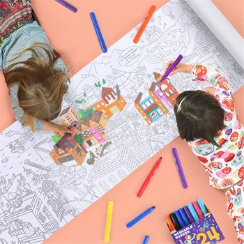 10M Çizim Kağıdı Çocuk DIY Graffiti Tema Sahne Boyama Boyama kağıt rulosu Çocuklar için Öğrenme Eğitim Oyuncak Faaliyetleri Hediye