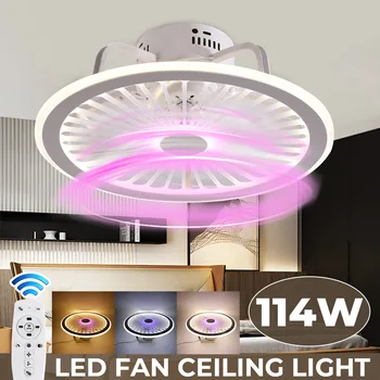 114W tavan vantilatörü lambaları elektrikli Fan Uzaktan Kumanda ile Yatak odası Dekoratif vantilatör lambası hava serin vantilatör Modern ışıklar