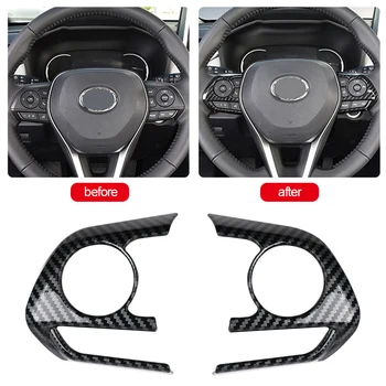 2 ADET Araba direksiyon Düğmesi Paneli Kapak Trim Sticker Toyota RAV4 Corolla E210 2019 2020 2021 2022 RAV 4 XA50 Aksesuarları