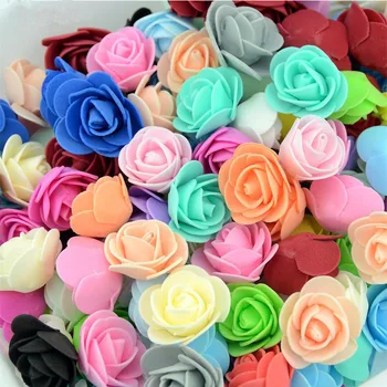 20 adet Mini 3cm Pembe PE Köpük Gül Çiçek Kafa Yapay Gül Çiçek El Yapımı DIY Düğün Ev Dekorasyon Şenlikli Parti Malzemeleri