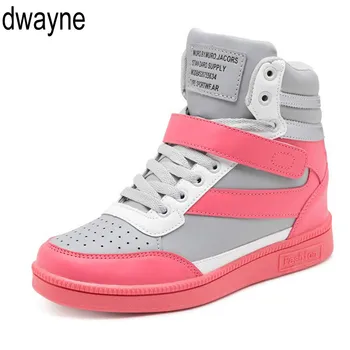 2021 Kadın Nefes Yüksek Top Siyah Beyaz çizmeler Ayakkabı Kadın rahat ayakkabılar Platformu Gizli Artan Sneakers Deri Shoes586