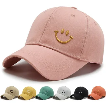 2021 Sonbahar beyzbol şapkası Kadın Güneş Koruyucu Şapka Gülümseme Karakter Nakış Rahat Ayarlanabilir Erkekler Snapback Güneş Şapka Golf beyzbol şapkası