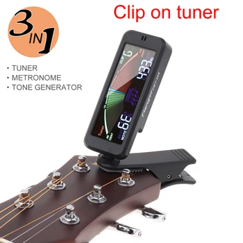 3 İN 1 Dijital Gitar Tuner Metronom Jeneratör Büyük LCD Ekran clip-on Tuner Kromatik Akustik Gitar Bas Ukulele Keman