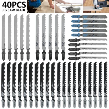40 Adet Jig Testere Bıçağı Seti HCS Hızlı Kesim Jigsaw Bıçak Profesyonel Jig Testere Kesici Aksesuarları İçin Metal Ahşap Plastik Kesme