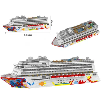 4950 adet Yapı taşları Lüks Yolcu Gemisi Gemi Büyük Tekne 3D Modeli DIY Mini Elmas Blokları Tuğla Oyuncak Çocuklar için hiçbir Kutu