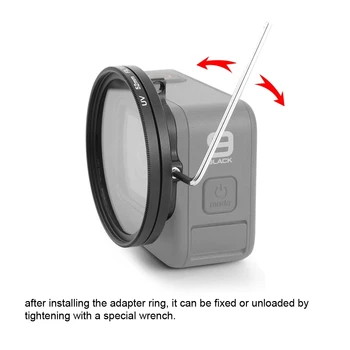 52mm Filtre Adaptör Halkası Alüminyum Alaşımlı UV Lens Dalış Aksesuarları Dayanıklı Anahtarı İle Pratik Gopro Hero 10 9