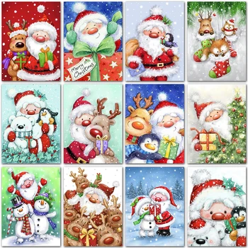 5D DİY Elmas Boyama Noel Noel Baba Tam Kare ve Yuvarlak Elmas nakış Çapraz dikiş Elmas mozaik boya noel çift sanat
