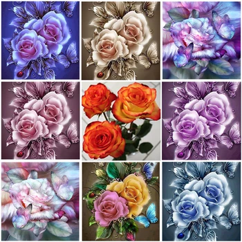5D Elmas Mozaik Nakış Boncuk-Gül çiçek-tam Kare Elmas Resim Sergisi Desen Kitleri Boyama Resim Rhinestones