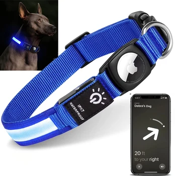 Apple Airtag GPS Bulucu Led köpek tasması Su Geçirmez ışık USB Şarj Edilebilir Yüzme Parlak Gece Apple Hava Etiketi takip cihazı