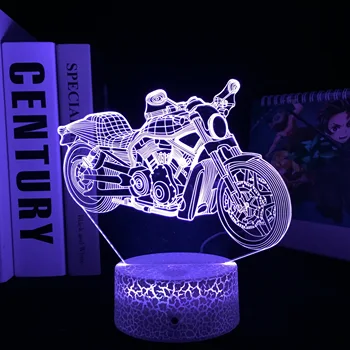 Araba serisi ağır motosiklet 3D LED lamba görsel yanılsama beyaz kırık taban akrilik ışık kılavuzu plakası Festivali doğum günü hediyeleri