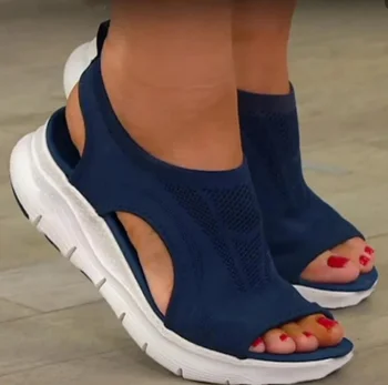 Artı Boyutu kadın ayakkabısı Yaz 2022 Konfor Rahat Spor Sandalet Kadın Kama Sandalet Kadın platform sandaletler Roma plaj ayakkabısı