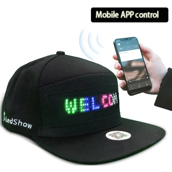 Aydınlık LED Kap DIY Mesaj Ve Resim Bluetooth Kontrol Moda Giyim Aksesuarları Parti Dekor Parlayan beyzbol şapkası