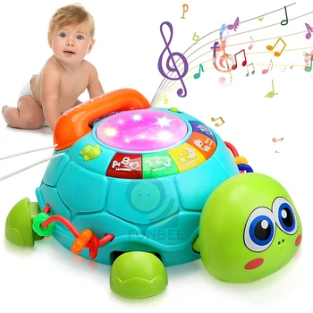 Bebek oyuncakları 0 6 12 Ay Müzikal Kaplumbağa Oyuncak ışıkları Sesler müzikli oyuncak Bebek Kız Erkek Montessori eğitici oyuncak Çocuklar için 1 2 3