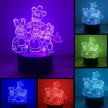 Beş Nights freddy'nin 3D gece ışıkları lamba Illusion renkli Anime Lampara aydınlatma LED yatak odası dekorasyon yenilik lamba