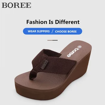 BOREE Flip Flop Kadın Ayakkabı plaj sandaletleri Kama Platformu ışık artı boyutu ayakkabı kaymaz Terlik dames teenslippers zomer 2020