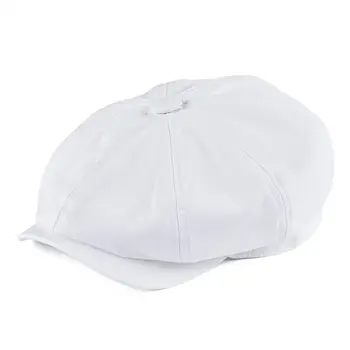 BOTVELA Beyaz Newsboy Kap erkek Dimi Pamuk Şapka kadın Baker Boy Kapaklar Retro Büyük Başlığı Büyük Şapka Cabbie Apple Bere 003