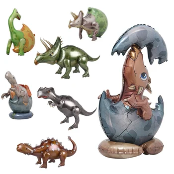 Büyük 4D Dinozor Folyo Balonlar Orman Hayvan Erkek Doğum Günü Partisi Dekorları Jurassic Ejderha Çocuk Oyuncakları Hava Globos Malzemeleri