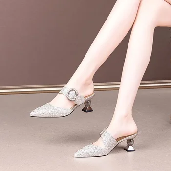 Cresfimix Kadınlar Seksi Altın Yüksek Kalite Kristal Glitter İlkbahar & Yaz Topuk Ayakkabı Parti Pompaları üzerinde Kayma Sapatos Femininas A376