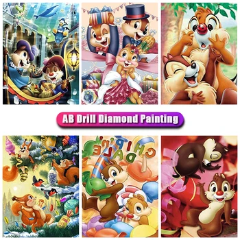 Disney 5d Diy AB Elmas Boyama karikatür sincap Çapraz Dikiş Elmas İşlemeli Mozaik Hayvan Resim Taklidi El Sanatları