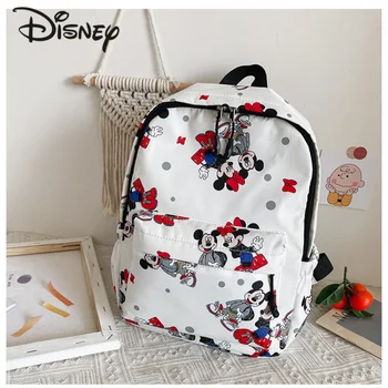 Disney Sevimli Mickey 2022 Yeni çocuk okul çantası Karikatür Moda Hafif Büyük kapasiteli Çok fonksiyonlu Kızlar Sırt Çantası