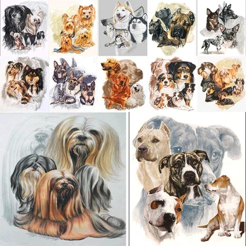 DIY Köpek Elmas Boyama Nakış Tam Yuvarlak 5D Pet Hayvan Resim Rhinestone Çapraz Dikiş Mozaik Kitleri Sanat Duvar Dekor Hediye