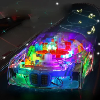 Elektrikli Şeffaf Araba Oyuncak Müzik Dönen Mekanik Dişli Araç Ses ile led ışık ışık Yanıp Sönen Oyuncak Çocuklar için Hediyeler