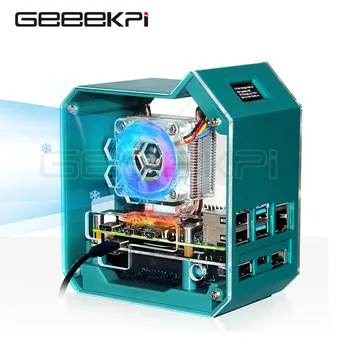 GeeekPi ABS Mini Kule RGB Programlanabilir Fan UPS Artı Modülü Kılıf Kiti Ahududu Pi için 4B