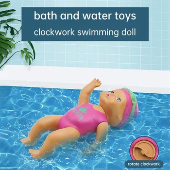 Gerçekçi Yenidoğan Su Geçirmez Yüzen Bebek Çocuk Küvet Yüzme Oyunu Clockwork Kürek Oyuncaklar Wind Up Duş Oyuncaklar Bebek Hediyeleri İçin