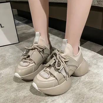 Hakiki Deri Küçük Bel Kalın Tabanlı kadın ayakkabısı 2022 Yeni İyi görünümlü Gösterisi Ayak Küçük Baba Ayakkabı kadın ayakkabısı