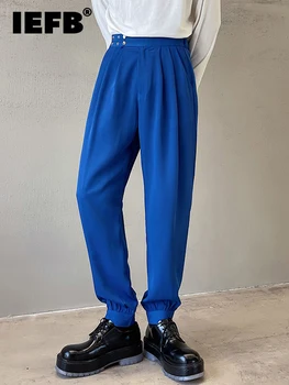 IEFB erkek günlük giysi Pantolon Kore Tarzı Metal Dekorasyon Basit 2023 Düz Renk Yeni Moda ince pantolon 9A1744