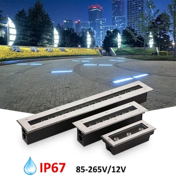 IP67 Dikdörtgen LED zemin aydınlatması dış mekan zemin aydınlatması 9W 12w 18w Yard Duvar Yıkayıcı 12V 220V LED Merdiven Gömülü yeraltı lambası