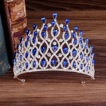 KMVEXO Lüks Çok Katmanlı Damla Kraliyet Kral Düğün Taç Gelin Tiaras saç Takı Kristal Diadem Balo Parti Pageant Aksesuarları