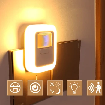 Led akıllı Gece Lambası Hareket Ses Sensörü Gece Lambası parlaklık ayarı gece lambası yatak odası lambası Merdiven Dekoratif Lambalar