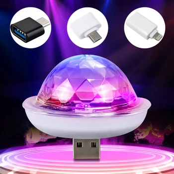 LED RGB USB Dj lamba çubuğu gece sahne aydınlatması atmosfer dekoratif ışık mikro disko topu ses parti projeksiyon ışıkları