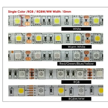 LED şerit 5050 DC 24V RGB Sıcak Beyaz 24V 5 metre Su Geçirmez esnek ışık şeridi 60LED / MLed bant Luces lamba şerit tv arkaplan ışığı