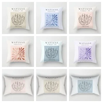 Matisse soyut bitki kısa peluş yastık kılıfı, dekoratif yastık kılıfı için kanepe,oturma odası dekorasyon yastık kapakları 40 * 40, ev