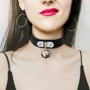 Moda Punk Çan Charms Gerdanlık Kolye PU Deri Goth Seksi Harajuku Gotik Yaka Takı Kadın Kızlar İçin X631