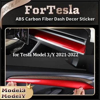 Model Y kapı pervazı Pano Paneli Kapak Tesla Modeli 3 2022 iç Aksesuarları Model 3 ABS Karbon Fiber Dash Dekor Sticker