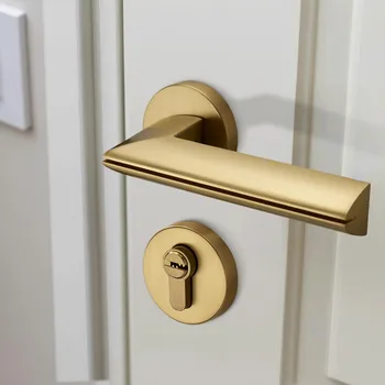 Modern Altın Kaplama Çinko Alaşım İç Kapılar için Kolları Kapı Kilidi İç Kapı Kolu