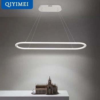 Modern kolye ışıkları asılı lamba yemek odası vestiyer ofis ev dekor mobilya Minimalist uzun şerit yüksekliği ayarlanabilir