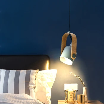 Modern LED ahşap kolye ışıkları oturma odası avizeler yatak odası Bar sayacı ferforje başucu asılı ışık yatak odası yemek