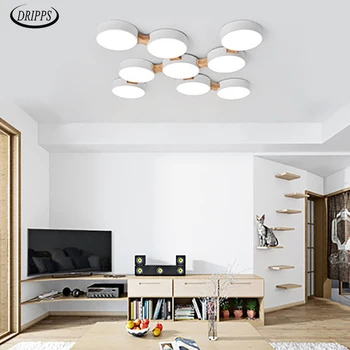 Modern oturma odası LED tavan lambası ahşap siyah / beyaz / gri yatak odası yemek odası LED tavan ışık çalışma balkon avize aydınlatma