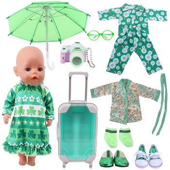Oyuncak bebek giysileri, Pijama, Yeşil Etek, Galoş Aksesuarları İçin Uygun 18 inç Veya 43cm Reborn Bebekler DIY Oyuncaklar,Kızlar İçin Hediyeler