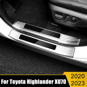Paslanmaz Araba kapı eşiği tıkama plakası Kapak Karşılama Pedalları Trim Çıkartmalar Toyota Highlander İçin XU70 Kluger 2020 2021 2022 2023