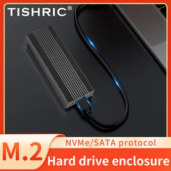 TISHRIC Alüminyum Alaşımlı M. 2 HDD Durumda harici sabit disk Kutusu M ANAHTAR B ANAHTAR Arayüzü 2 İn 1 Destek NVME SATA Çift Protokolü
