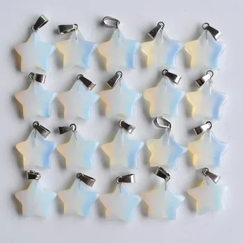 Toptan 50 adet/grup moda kaliteli opal taş beş yıldız charms kolye DIY takı yapımı için ücretsiz kargo