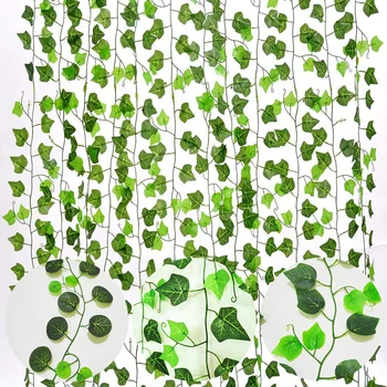Yapay Bitkiler Ev Dekor Yeşil İpek Asılı sarmaşıklar Sahte Yaprak Garland Yapraklar Dıy Düğün Parti Odası Bahçe Dekorasyon İçin